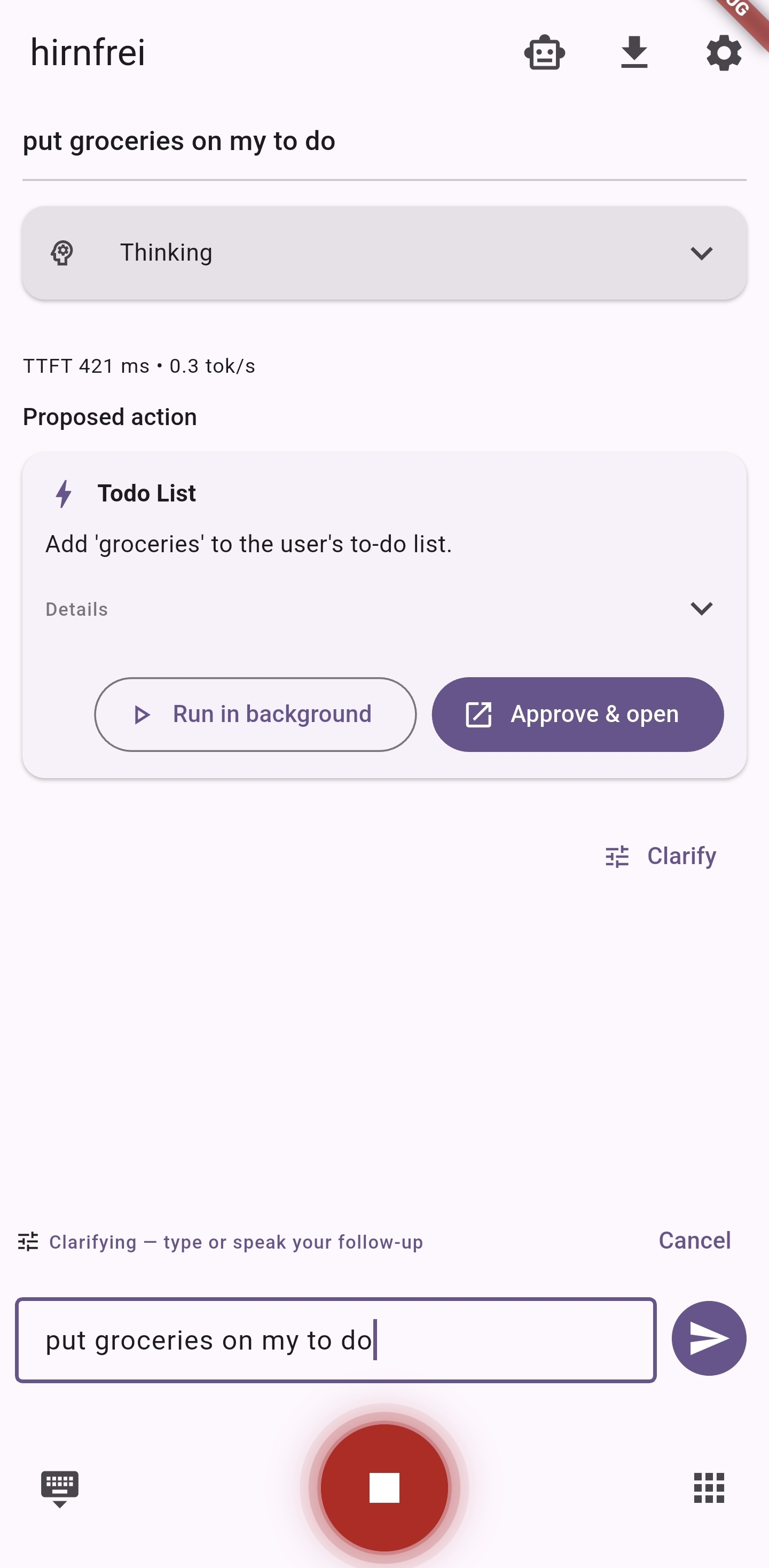 Voice and text input delegating a task